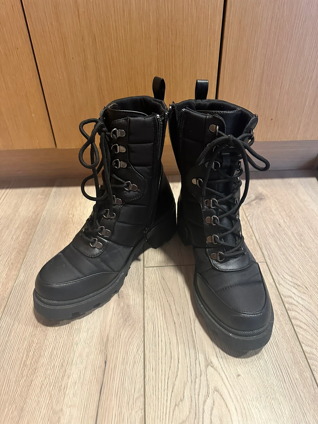Black Lace-Up Boots Size US 9