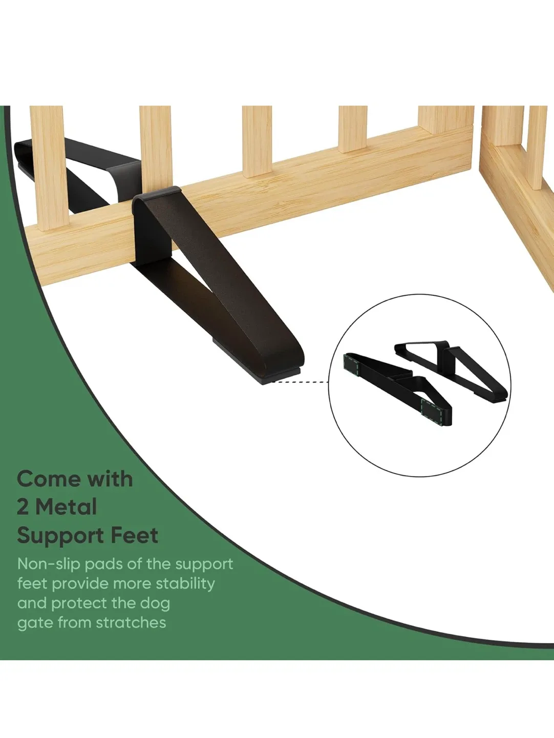 Expandable Wooden Pet Gate with Support Feet image indicator(2)