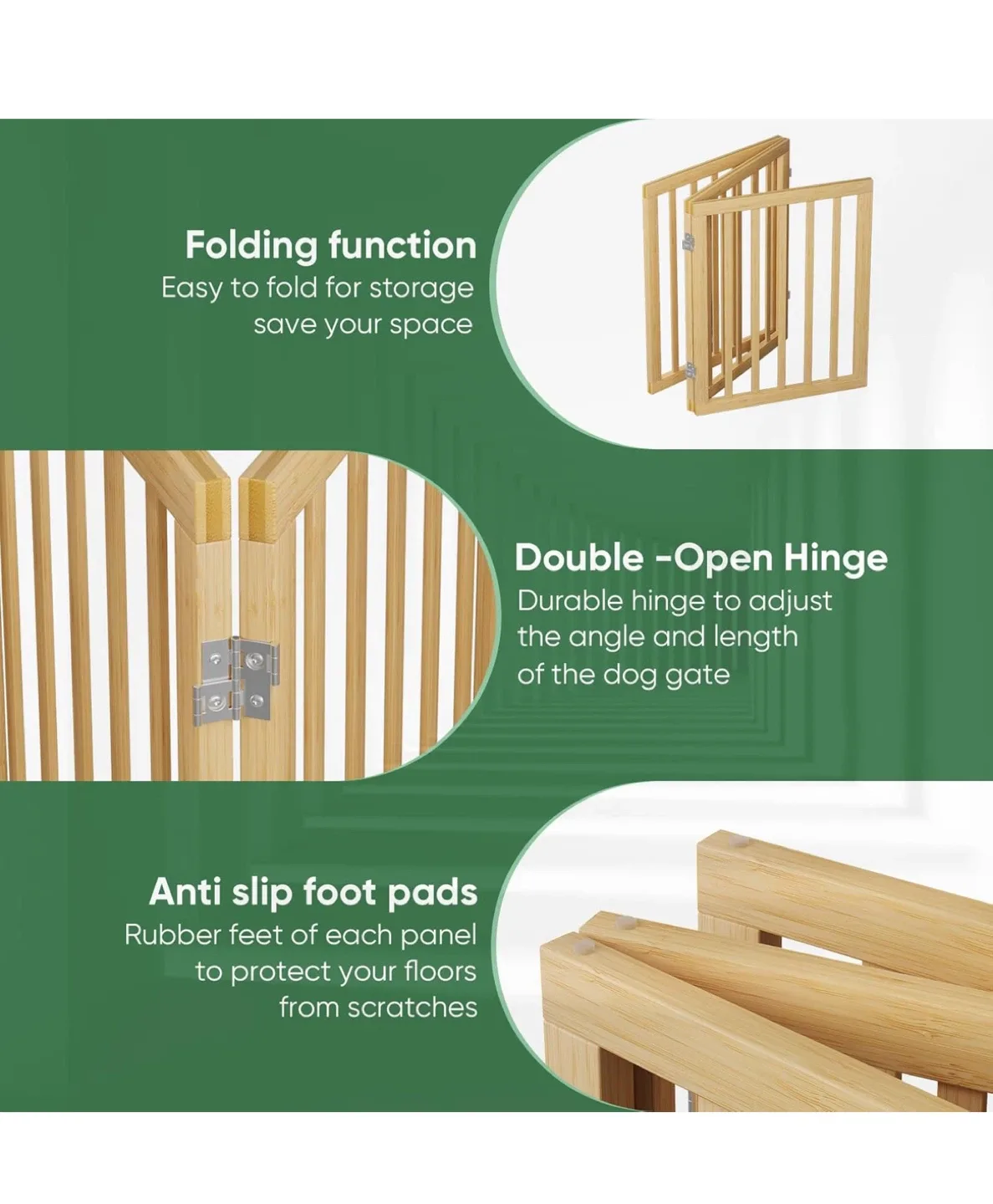 Expandable Wooden Pet Gate with Support Feet image indicator(4)
