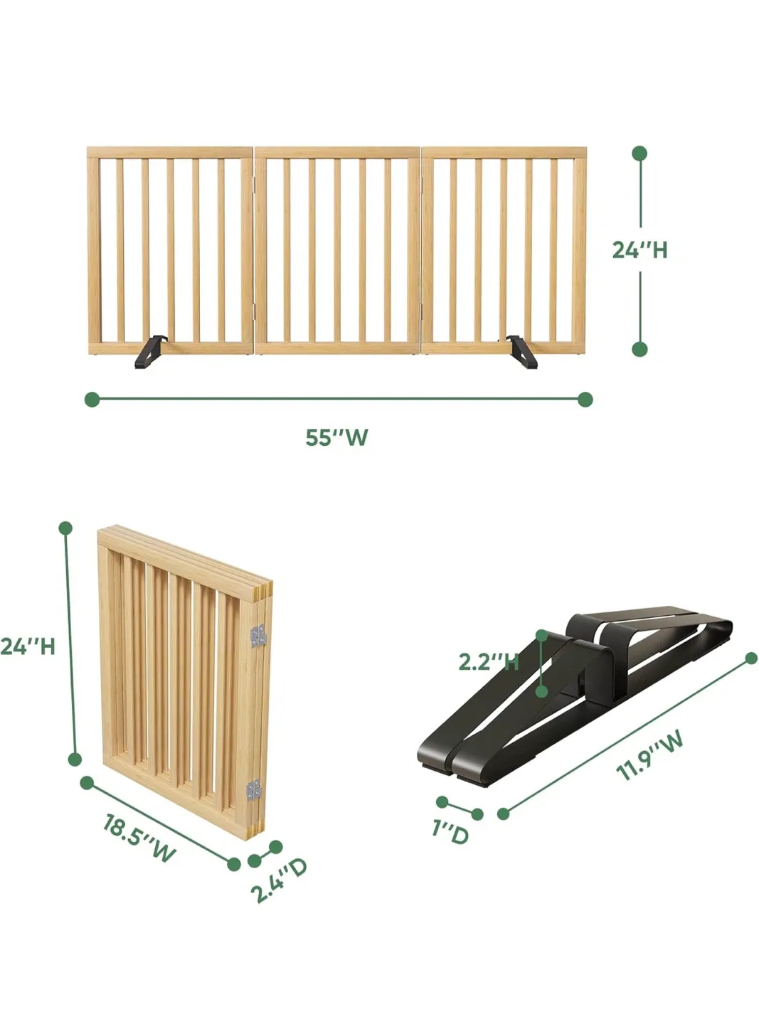 Expandable Wooden Pet Gate with Support Feet image indicator(3)