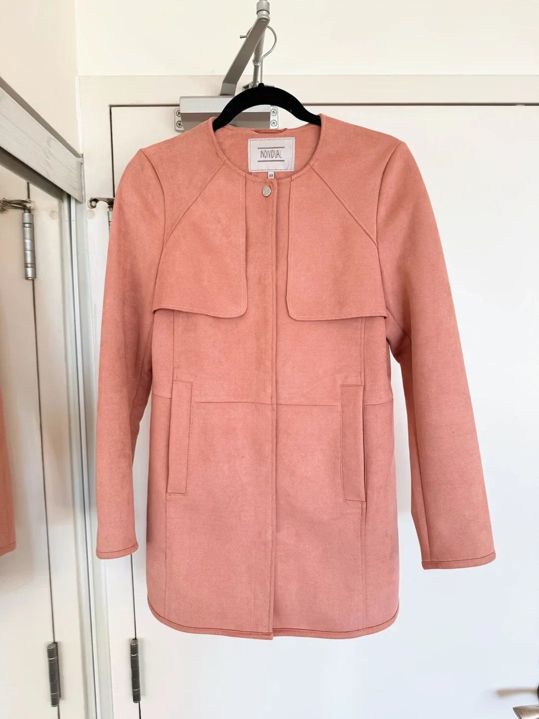 Pink Faux Suede Jacket - Size 10 thumbnail