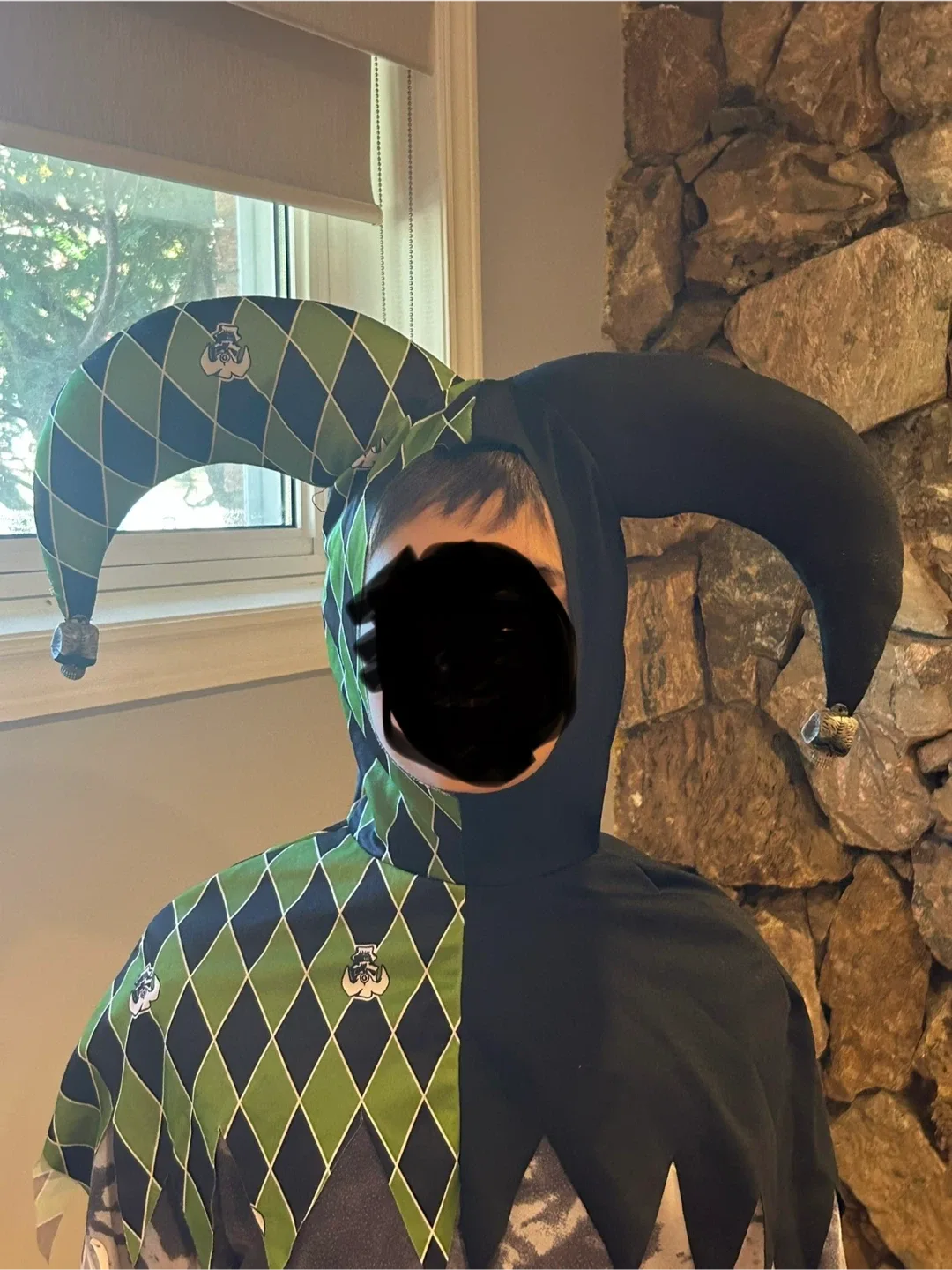 Kids Green Scary Jester Costume - Large image indicator(2)