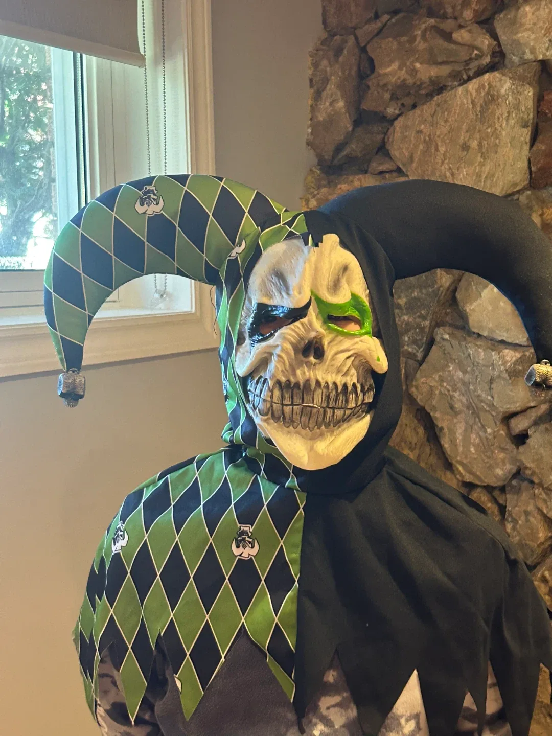 Kids Green Scary Jester Costume - Large image indicator(3)