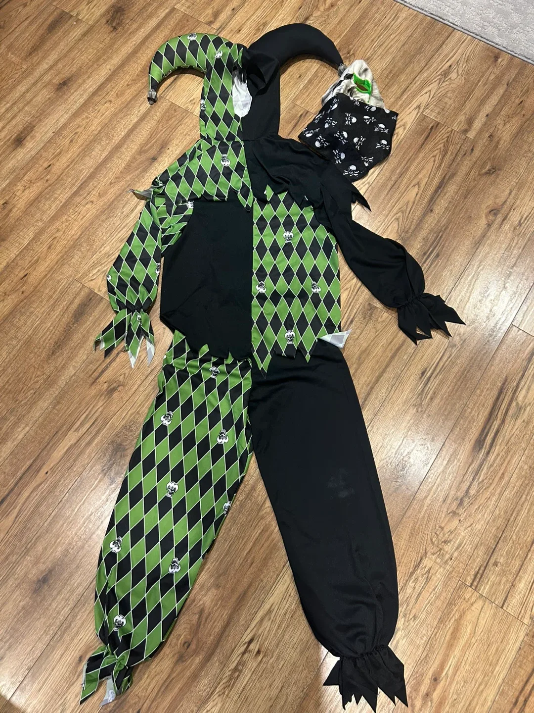 Kids Green Scary Jester Costume - Large image indicator(5)