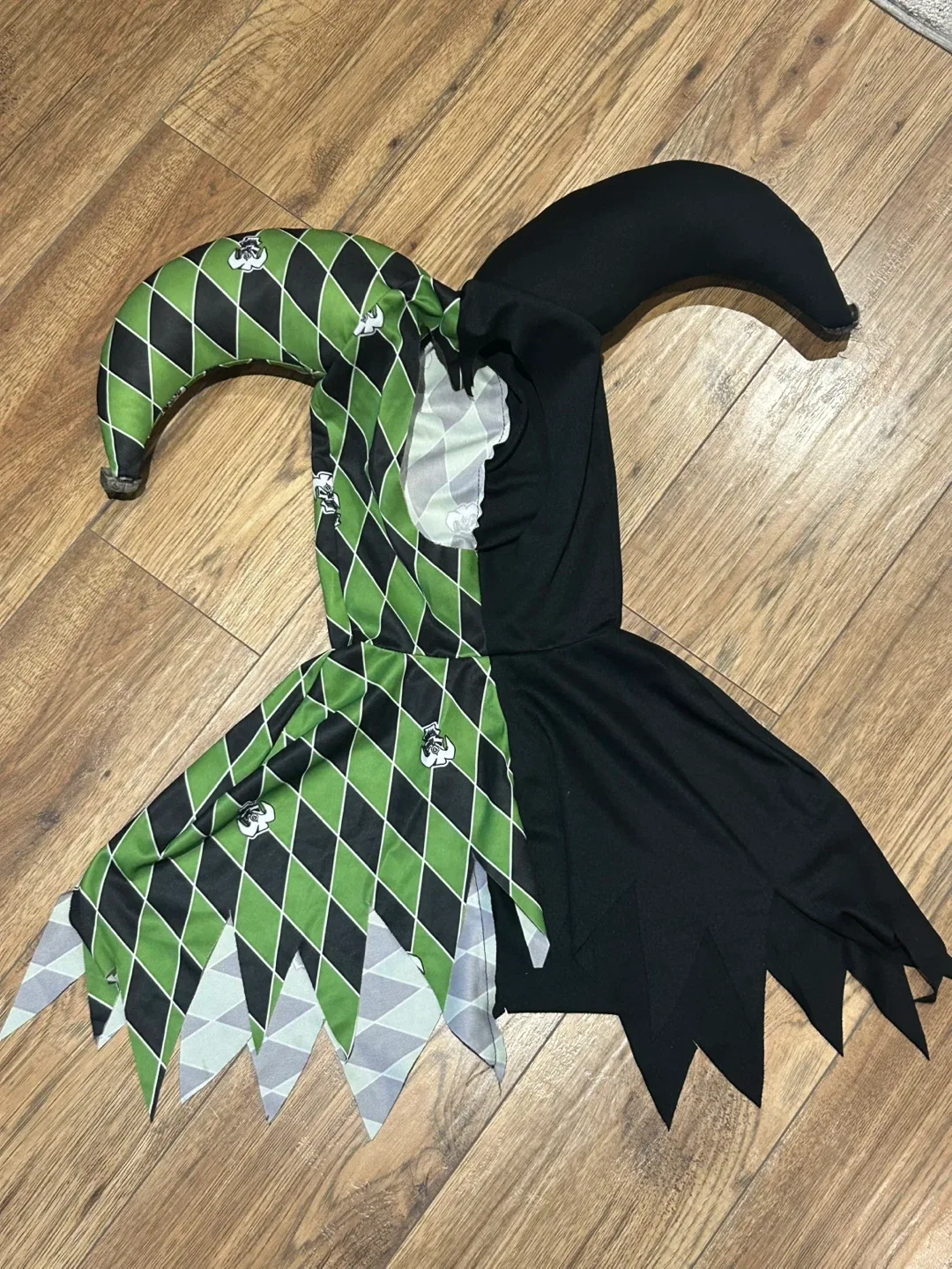 Kids Green Scary Jester Costume - Large image indicator(6)