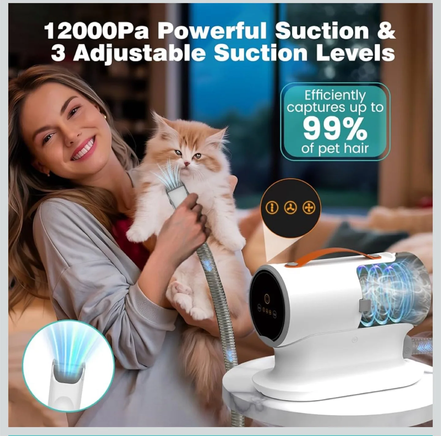 Brand New Dog Grooming Vacuum – 12000Pa Strong Suction image indicator(2)