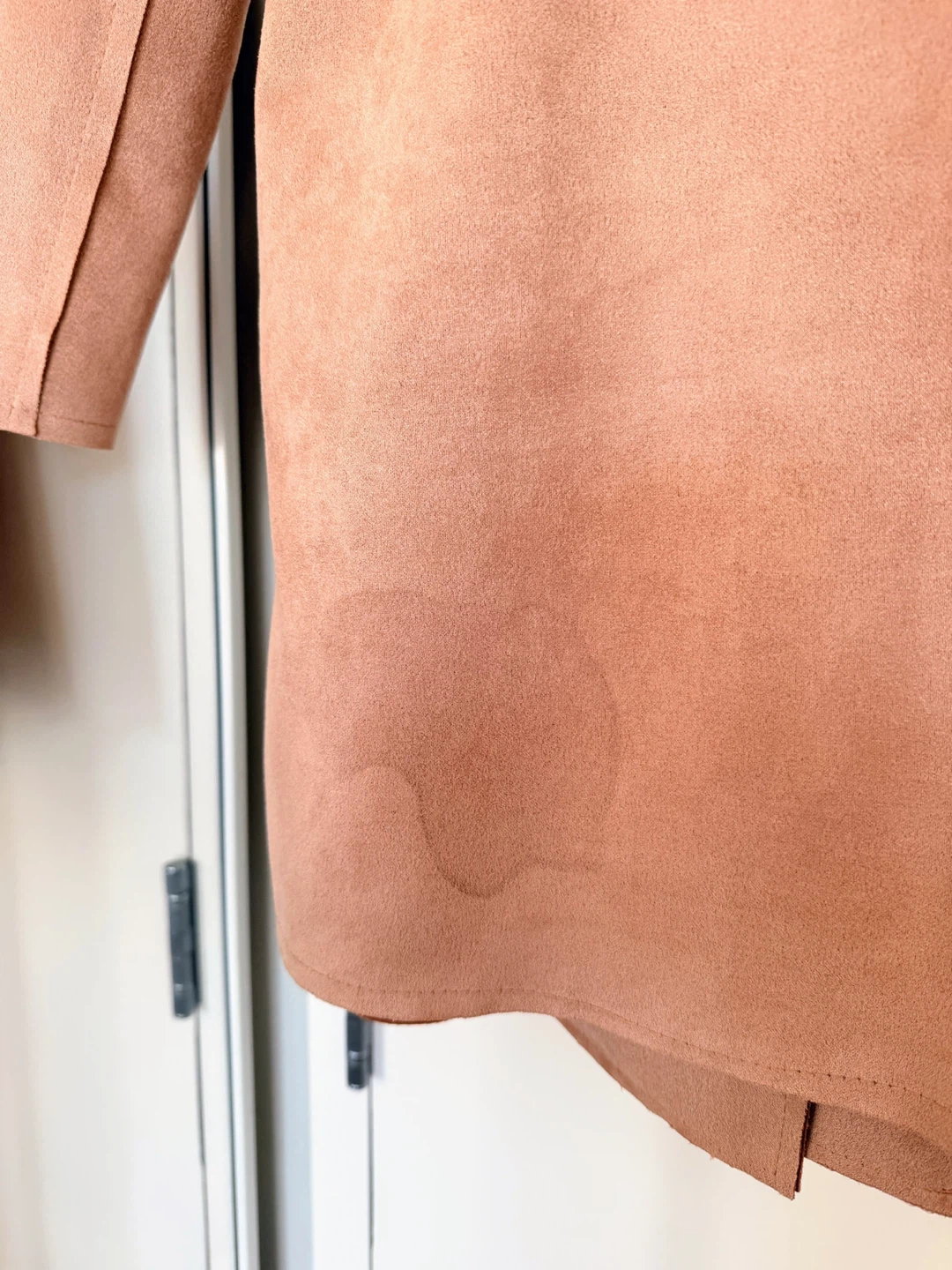 Soft Pink Faux Suede Trench Coat - photo 3