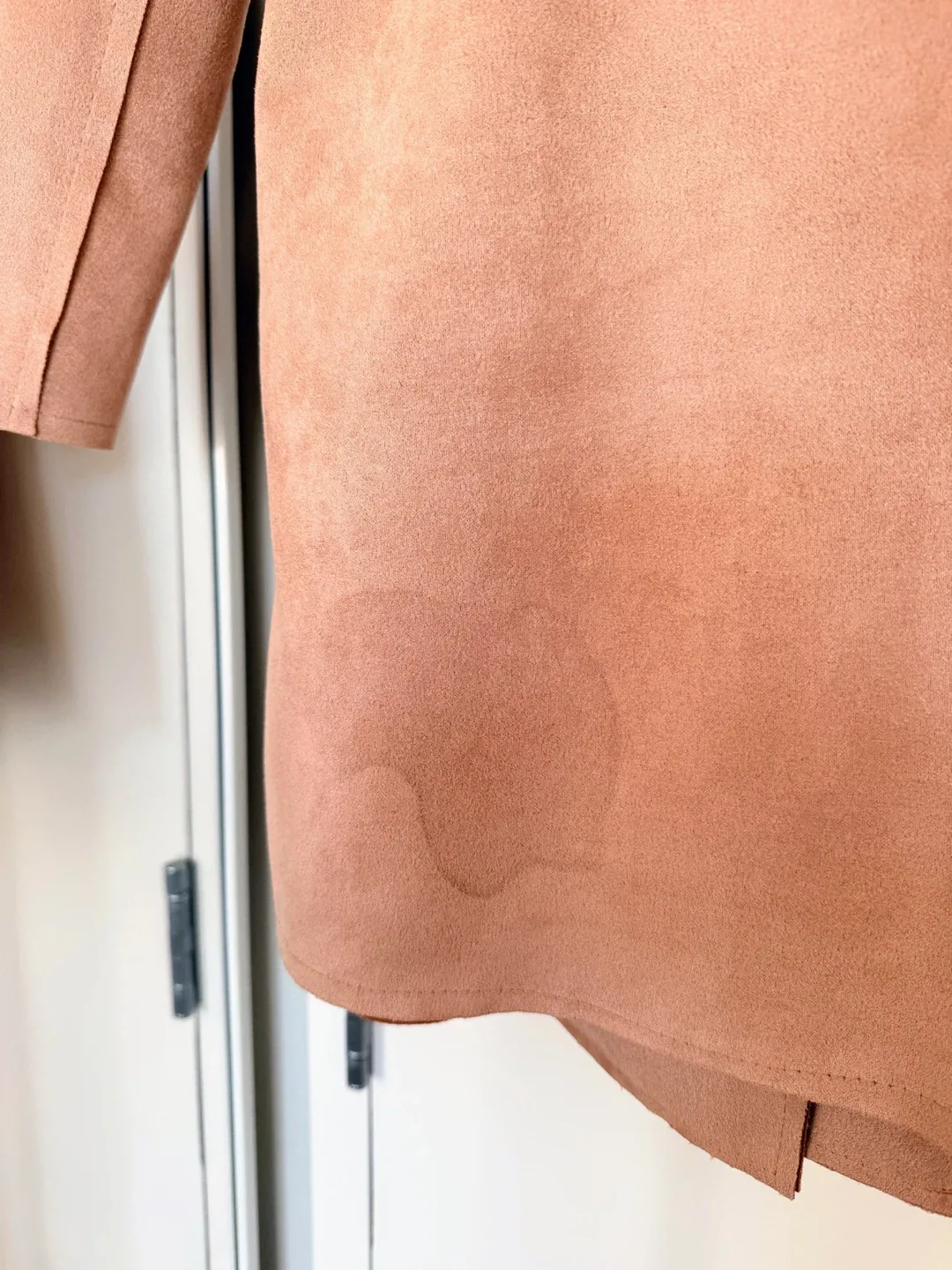 Soft Pink Faux Suede Trench Coat image indicator(3)