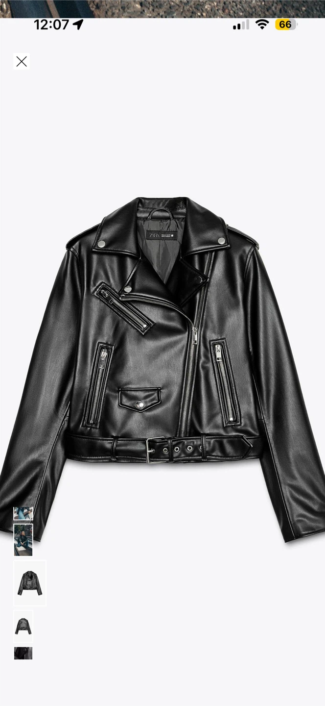 Zara Faux Leather Biker Jacket - Black