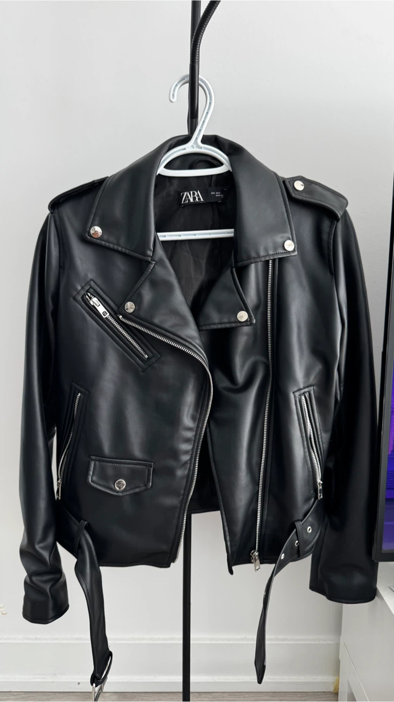 Zara Faux Leather Biker Jacket - Black - photo 2
