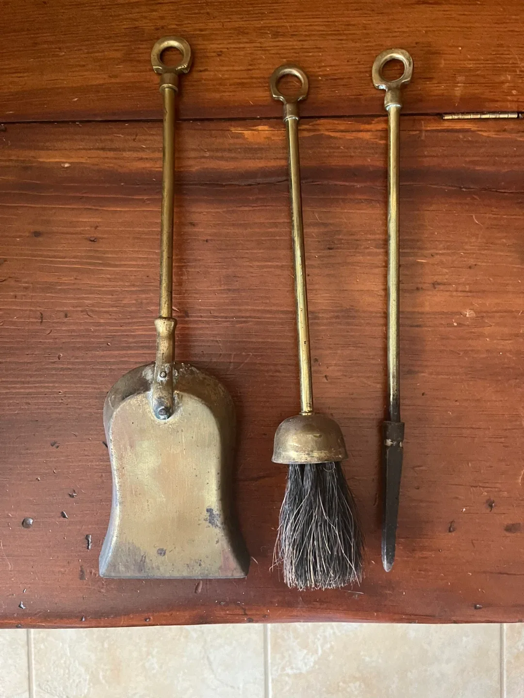 Antique Brass Fireplace 4 Piece Victorian Hearth Accessories image indicator(3)