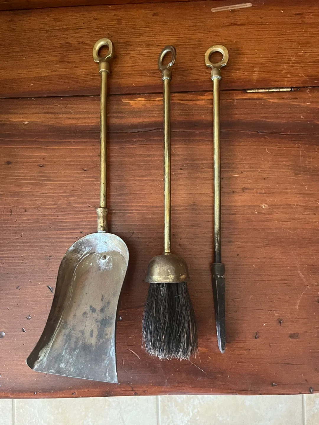 Antique Brass Fireplace 4 Piece Victorian Hearth Accessories image indicator(9)