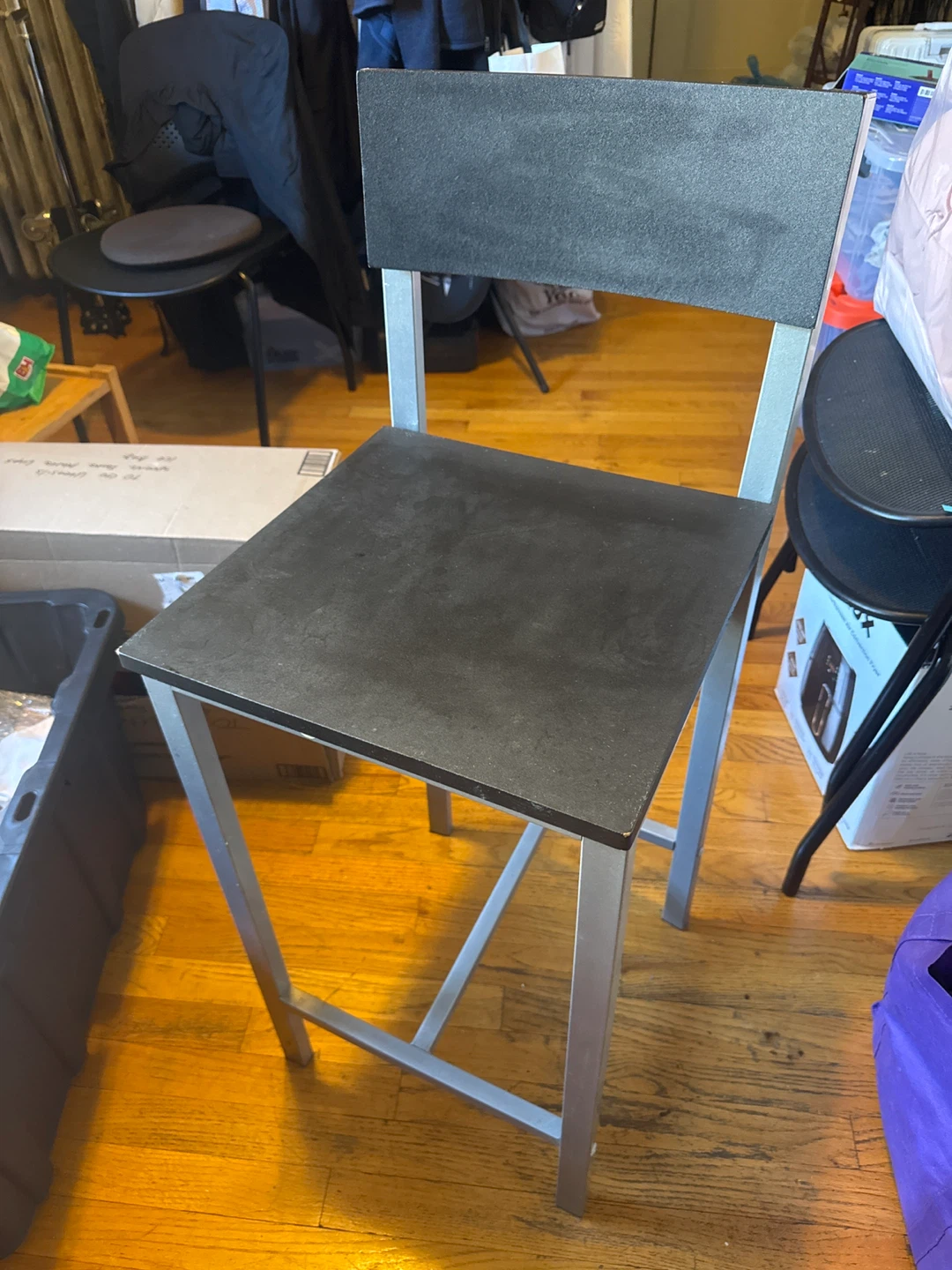 Black & Silver Bar Height Stool