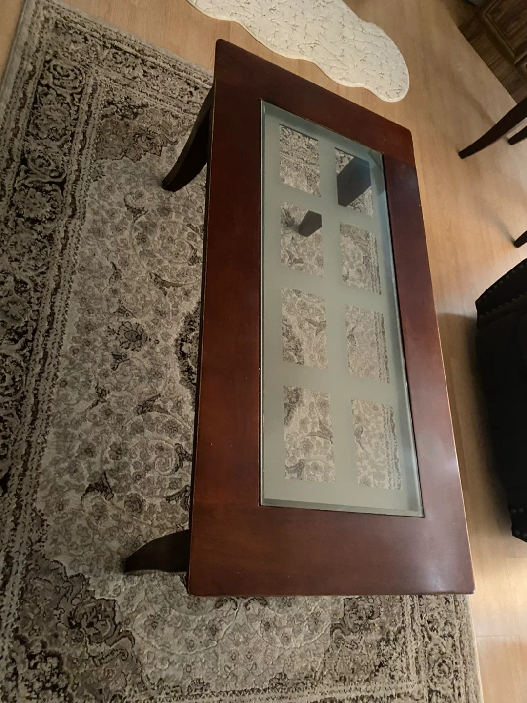 Wooden coffee table with glass Insert and  wooden dinner table image indicator(2)
