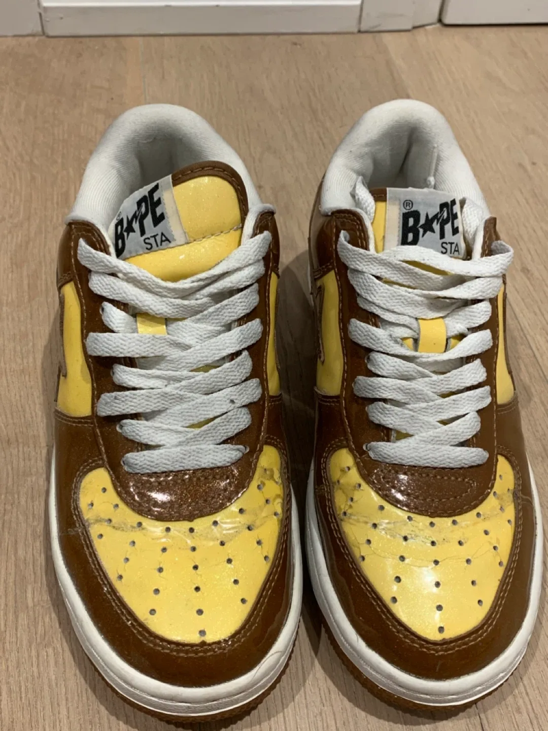 💛 Women’s Size 8 Bathing Ape BAPE STA Brown/Yellow Sneakers 💛 image indicator(6)