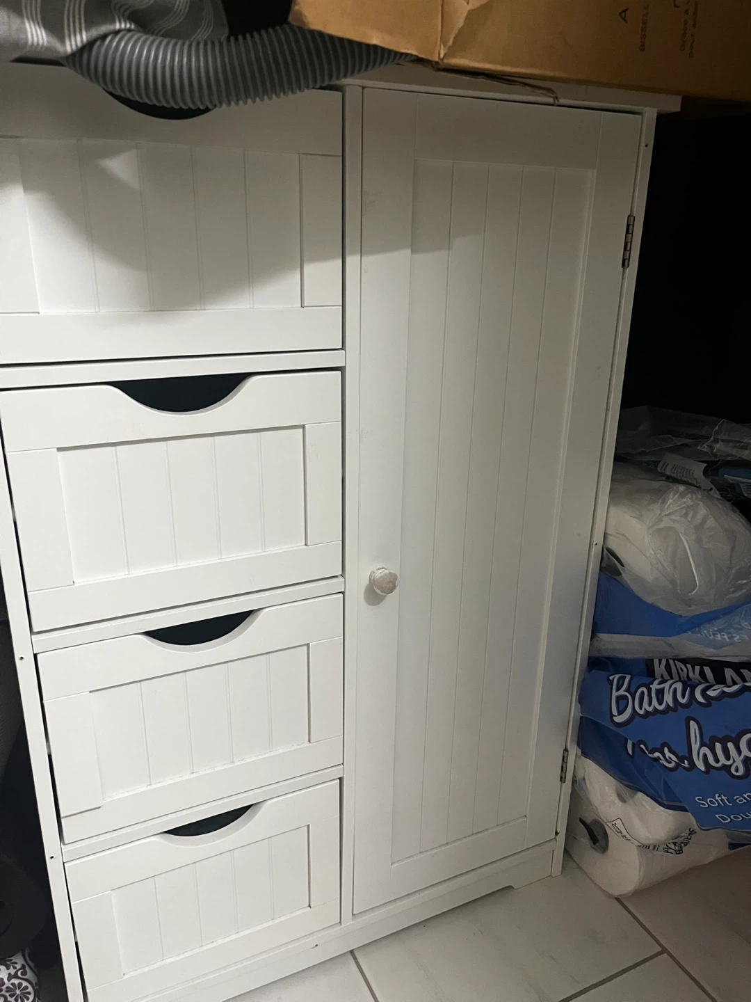 White Bathroom Cabinet with Drawers - photo 2
