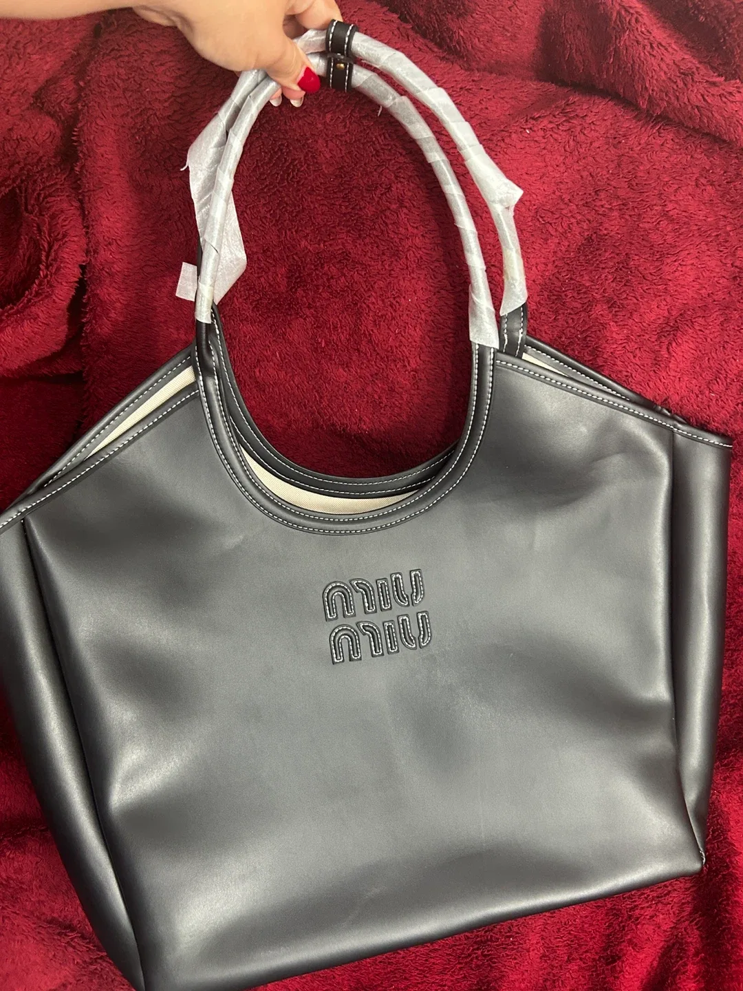 Inspired Miu Miu Black Leather Tote Bag