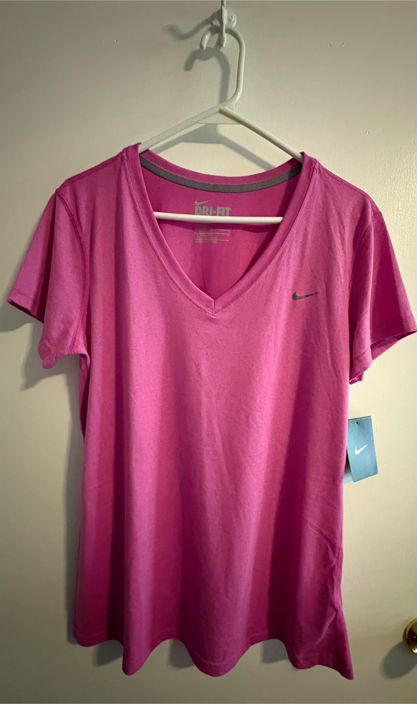 Nike Dri-FIT Pink V-Neck T-Shirt (New)