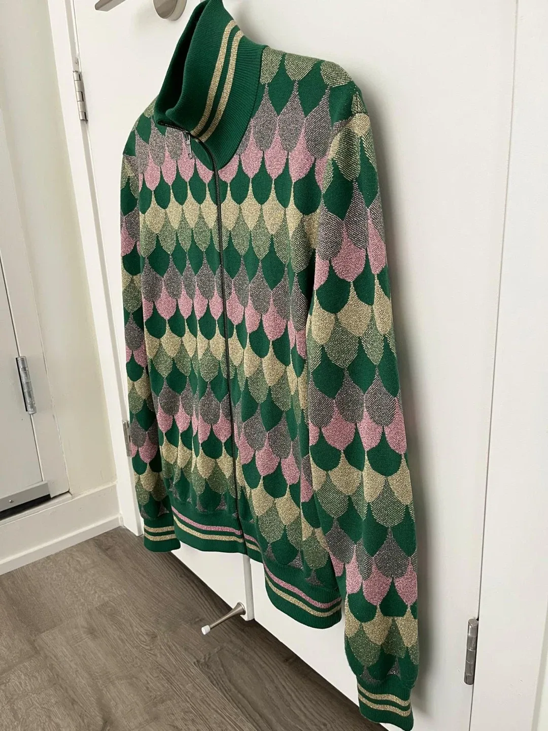 Gucci Men’s Green Knit Zip-Up Jacket - Size M image indicator(3)