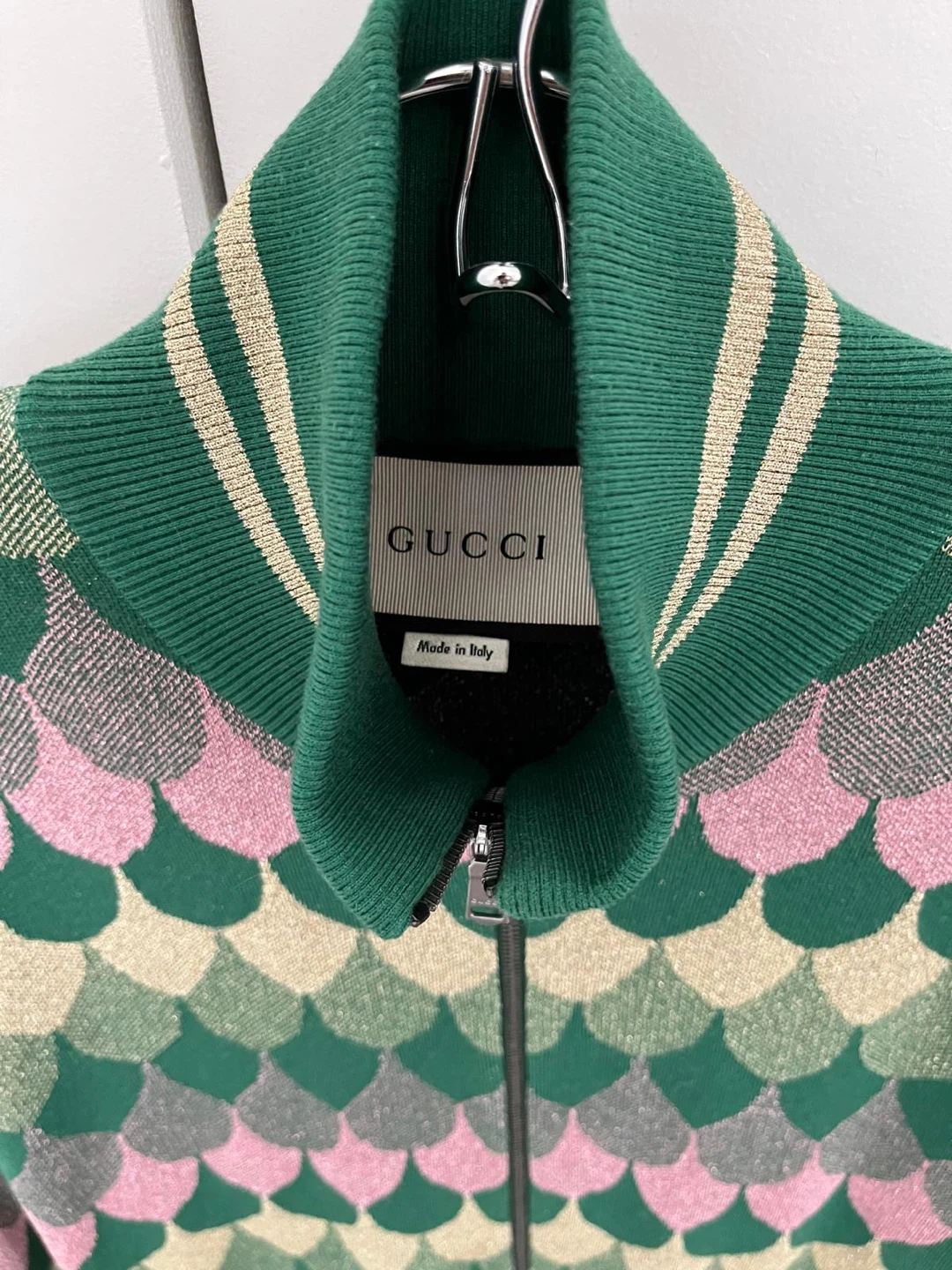 Gucci Men’s Green Knit Zip-Up Jacket - Size M