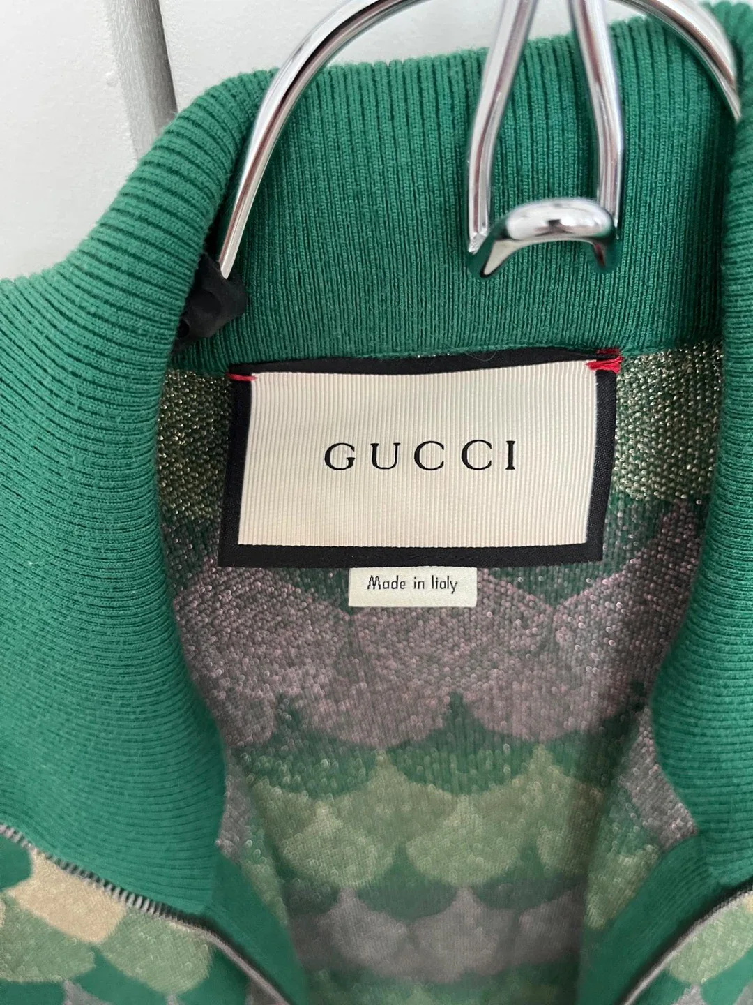 Gucci Men’s Green Knit Zip-Up Jacket - Size M image indicator(5)