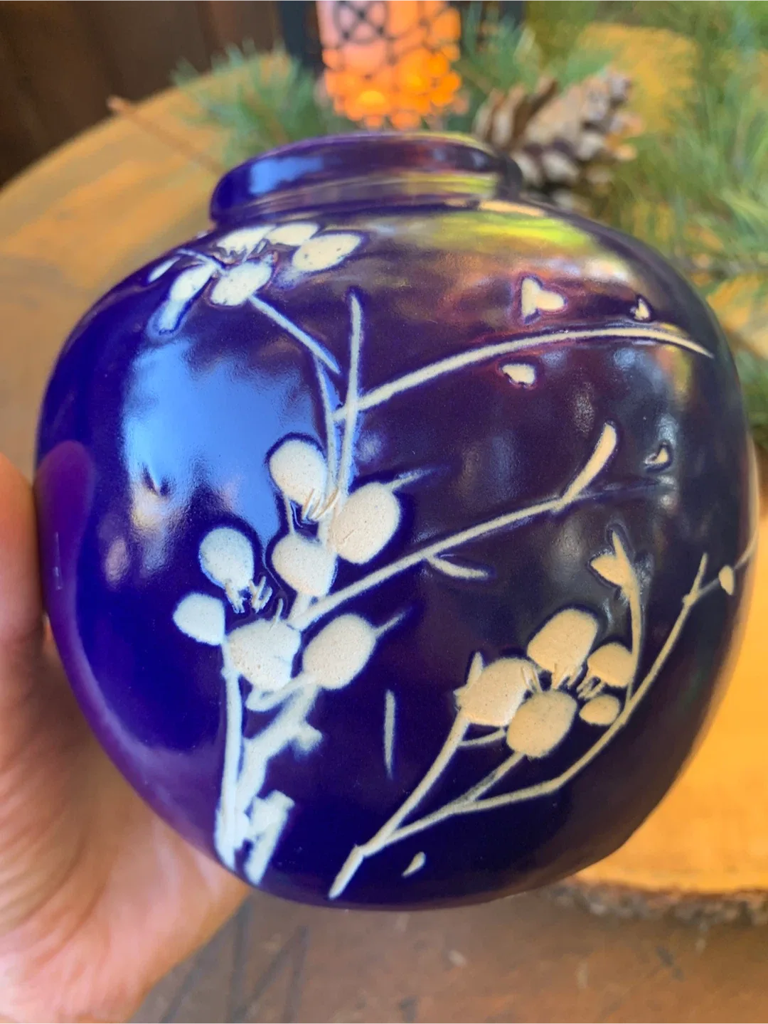 Beautiful Blue Floral Ceramic Vase image indicator(5)