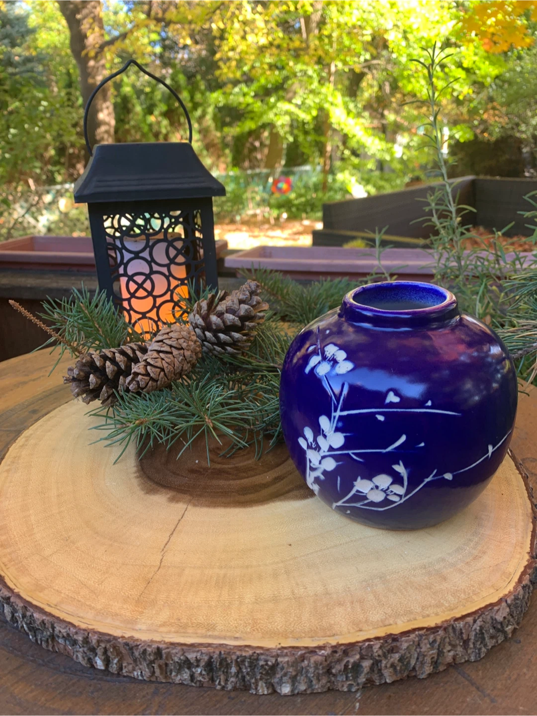 Beautiful Blue Floral Ceramic Vase