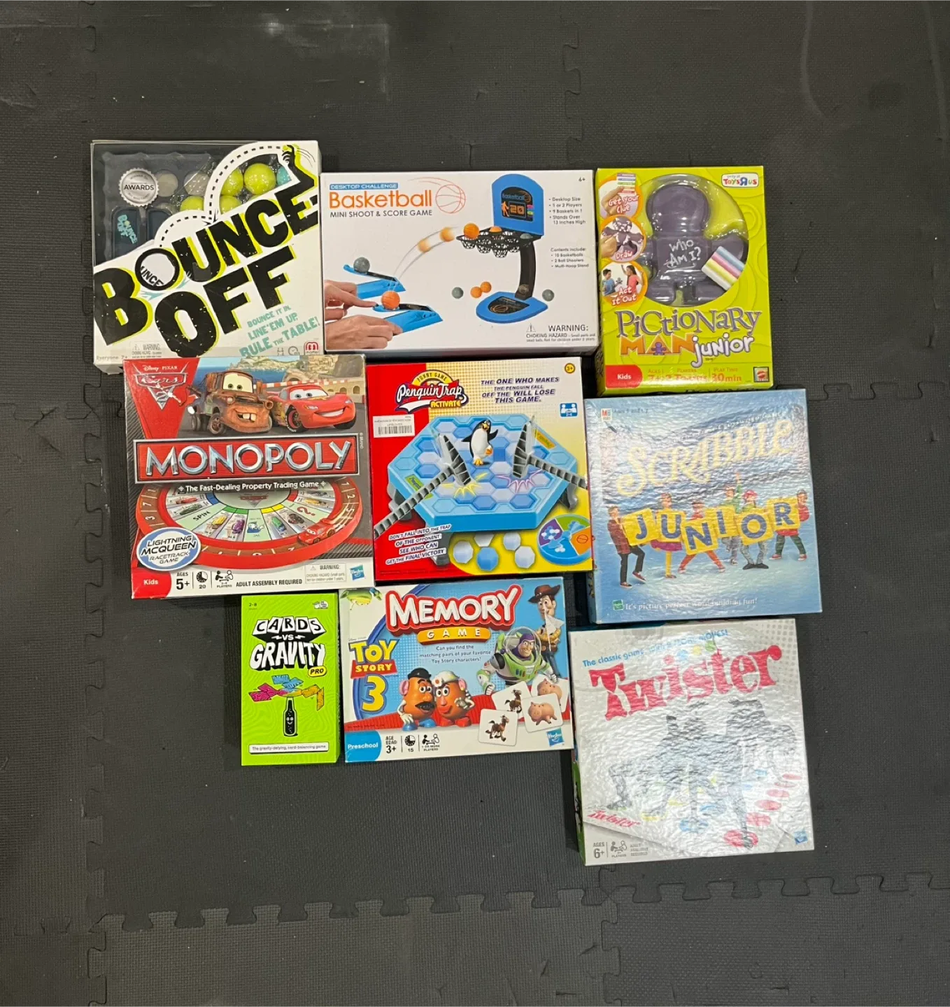 Kids' Board Games Bundle: Bounce Off, Monopoly Cars, Twister thumbnail