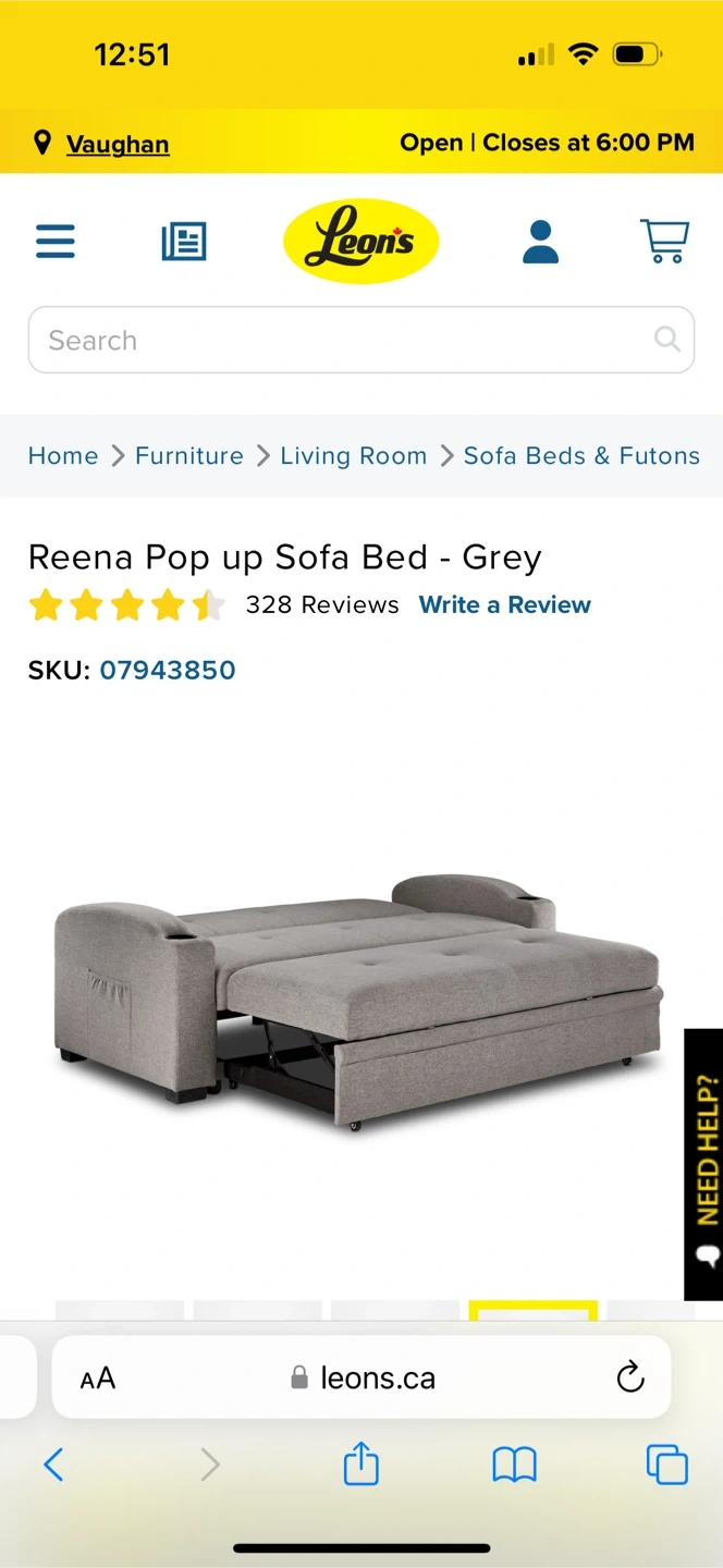 Leon's Sofa Bed Grey Karrot