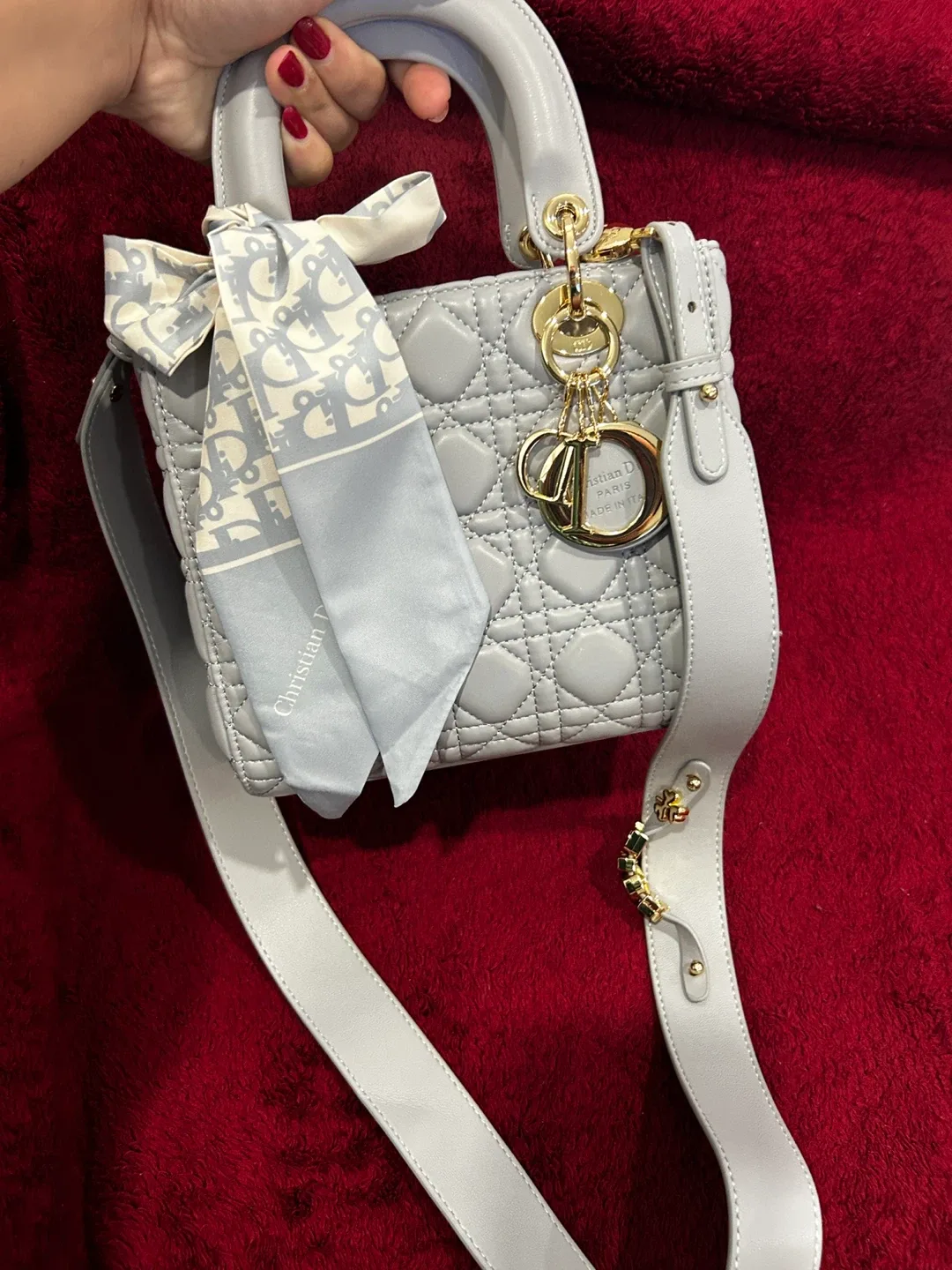 Inspired Dior Lady Dior Mini Bag - Light Grey image indicator(3)