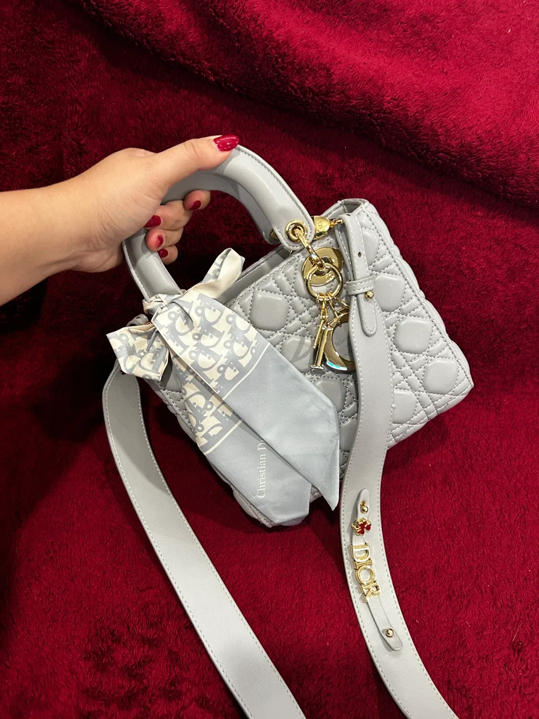 Inspired Dior Lady Dior Mini Bag - Light Grey image indicator(2)