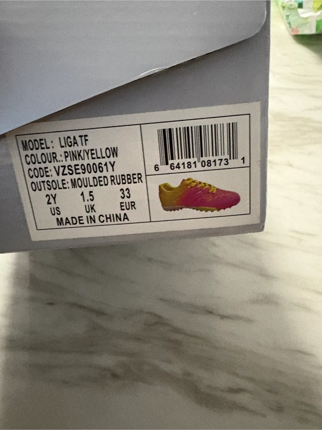 Vizari Liga TF Soccer Shoes - Pink/Yellow - US 2Y image indicator(3)