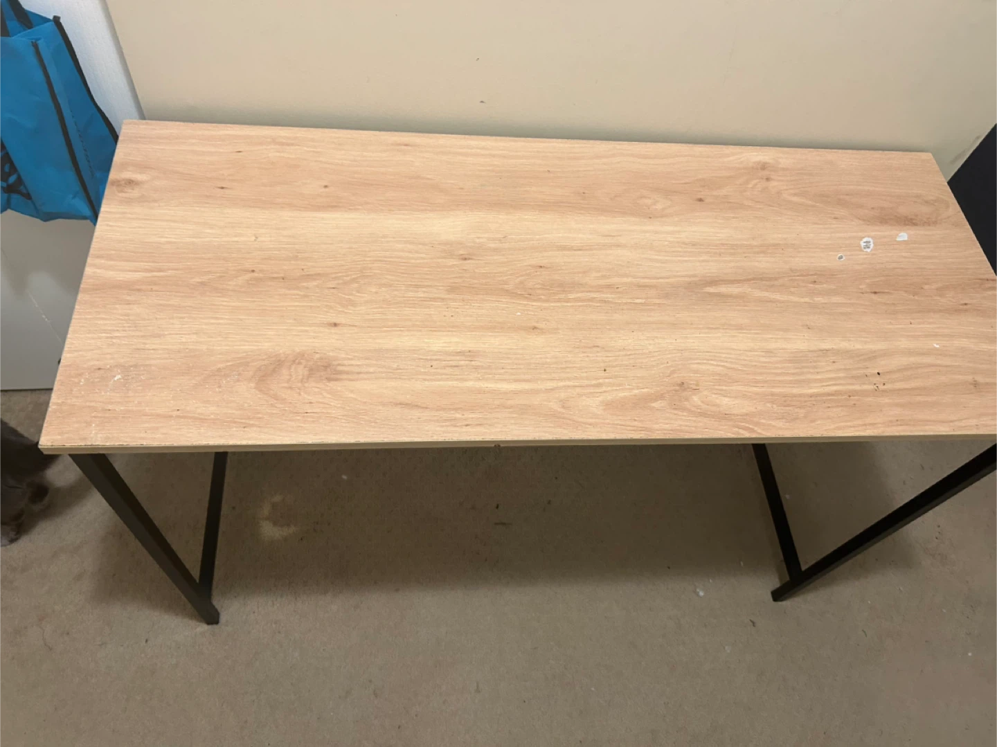 Light Wood Desk with Black Metal Legs - photo 2