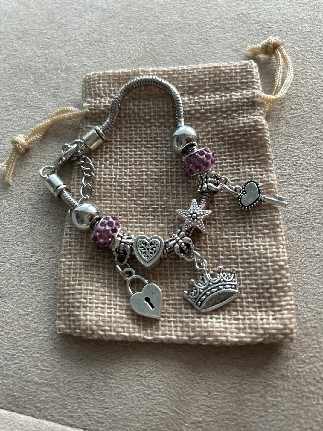 Charm Bracelet with Heart, Star, Crown Charms - photo 2