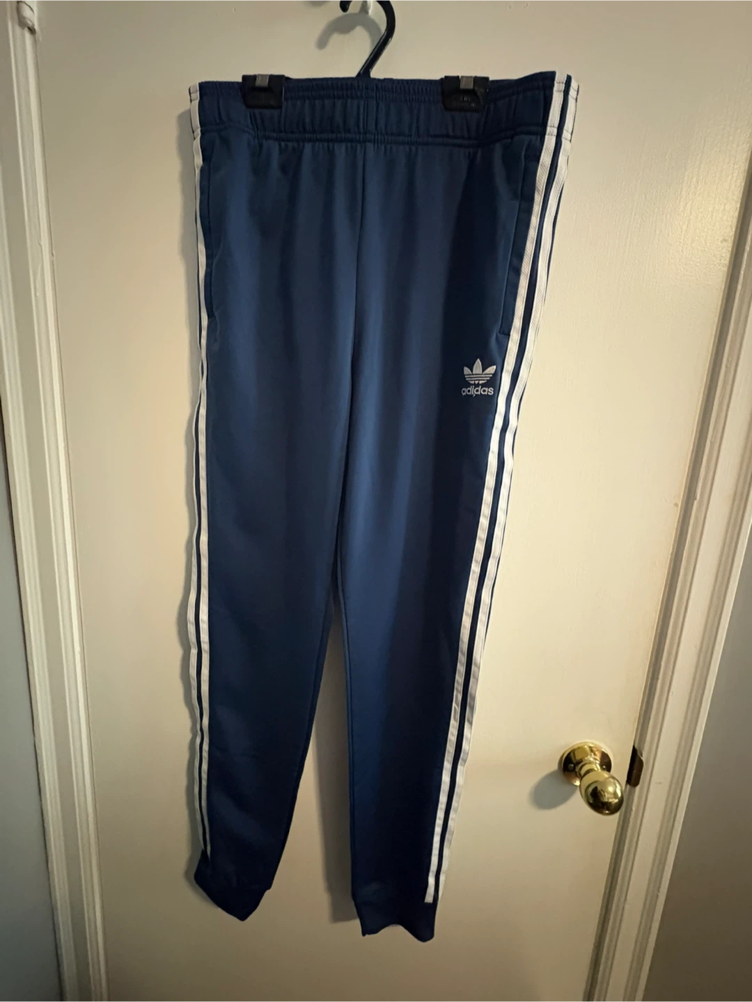Adidas Track Pants - Blue with White Stripes