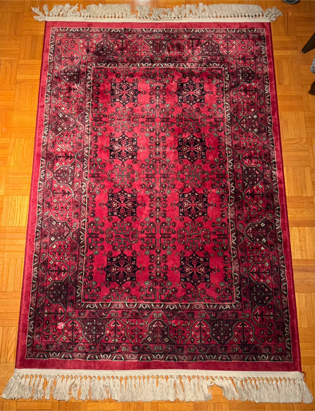Red Patterned Rug (4'11" x 3'3")
