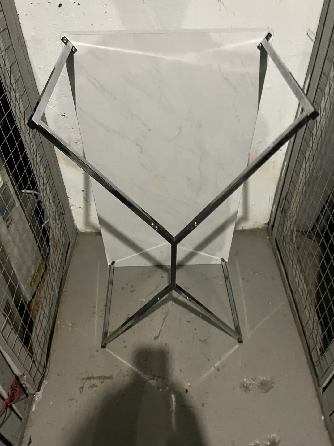 White faux plastic Marble Coffee Table with Chrome Legs image indicator(2)