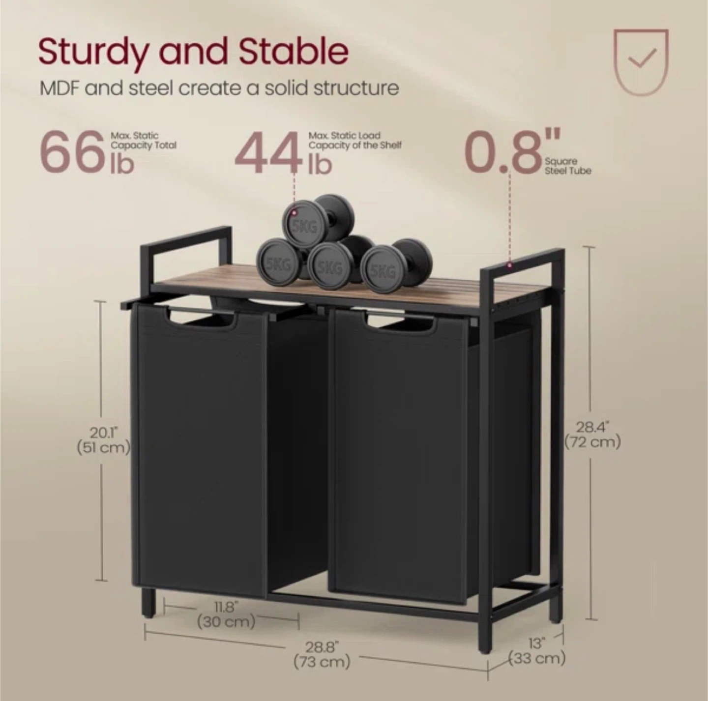 Laundry Hamper Sorter with Shelf - Grey - photo 4