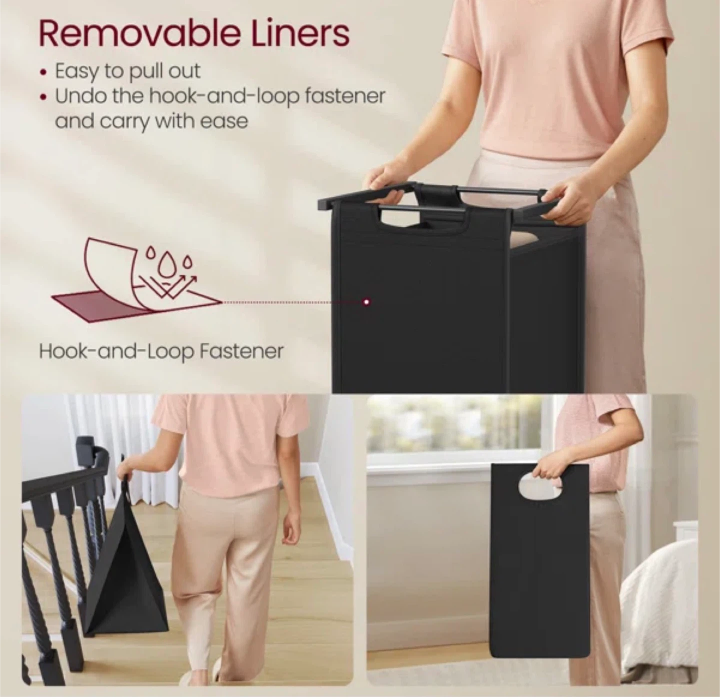 Laundry Hamper Sorter with Shelf - Grey - photo 2