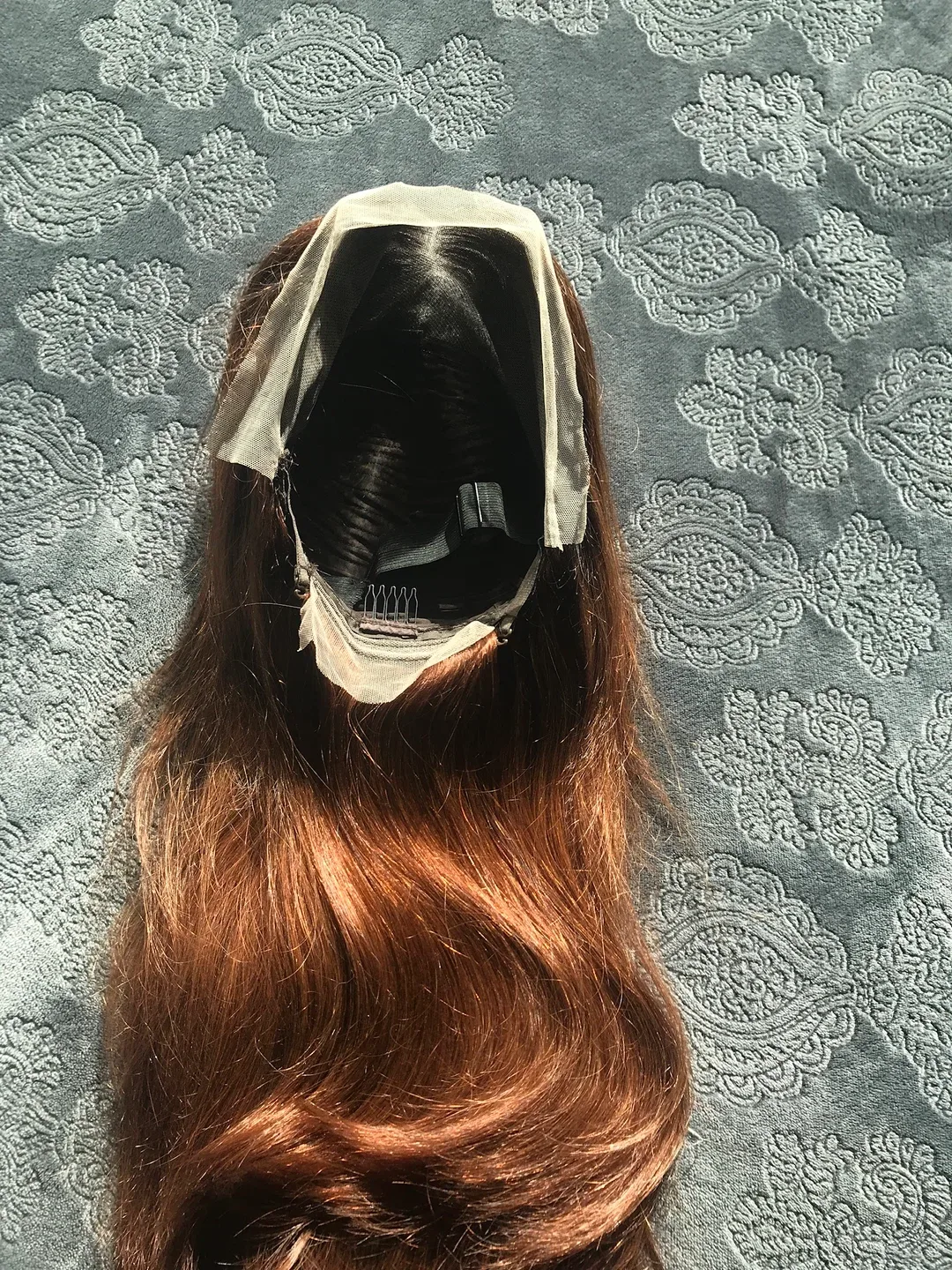 New 100 % human hair 20” Auburn Brown Wig image indicator(2)