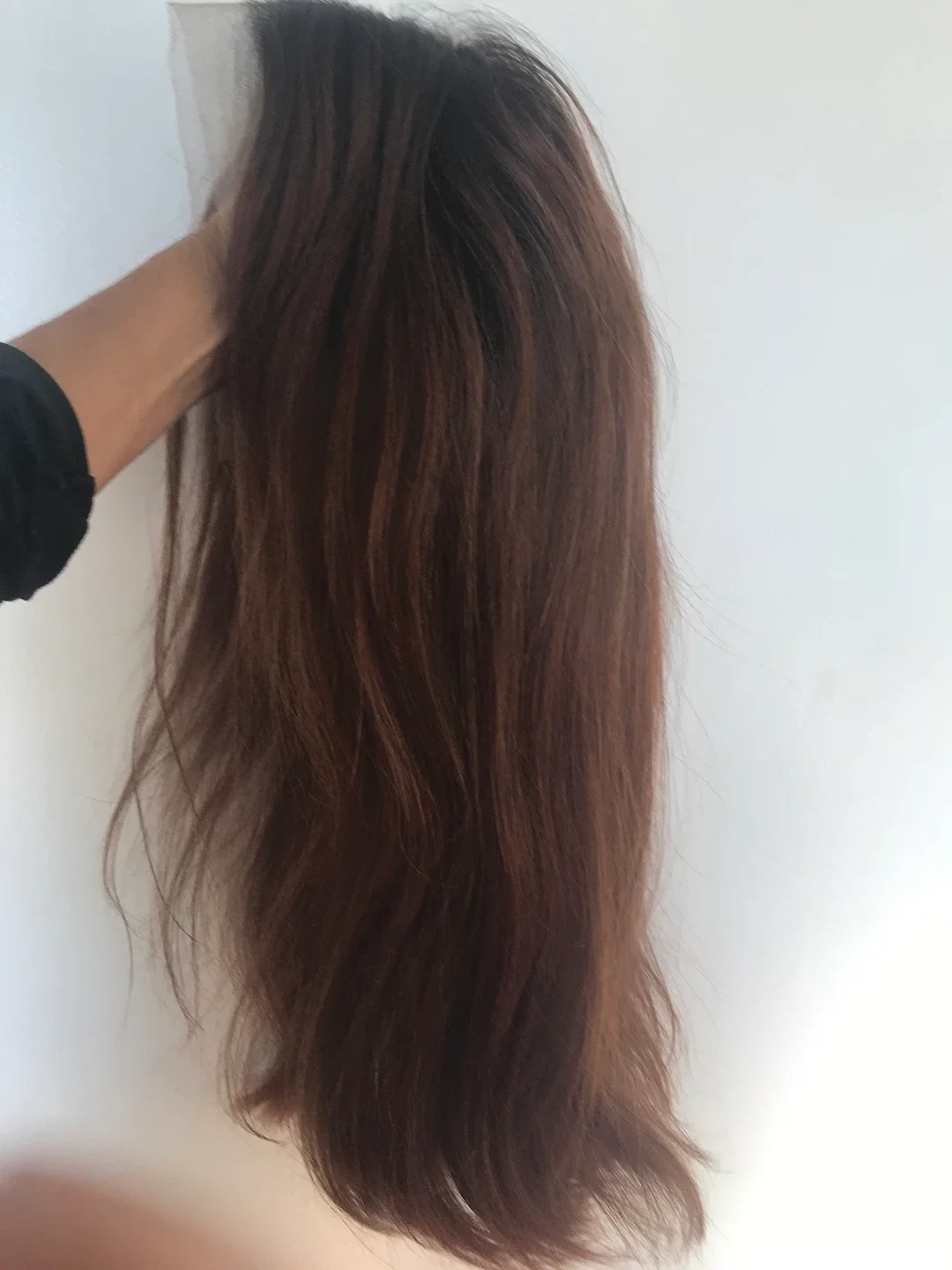 New 100 % human hair 20” Auburn Brown Wig image indicator(5)