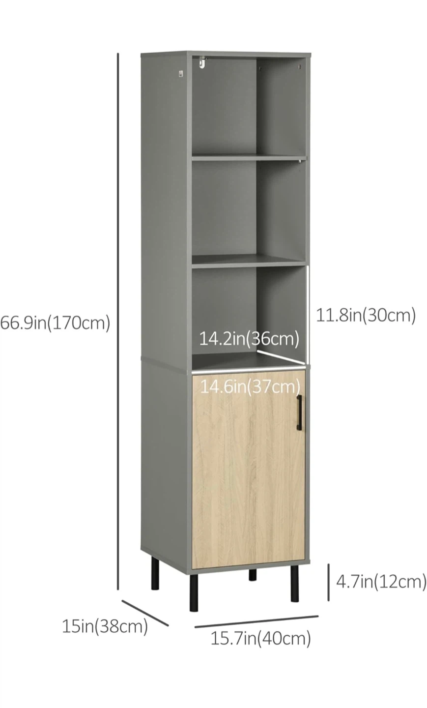 Grey Bathroom Cabinet with Door & Shelves - photo 2