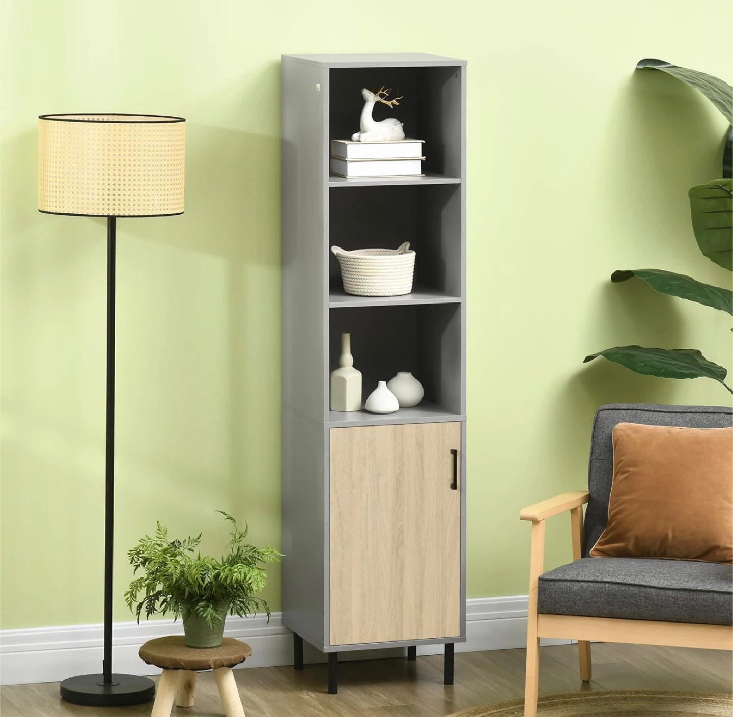 Grey Bathroom Cabinet with Door & Shelves - photo 3