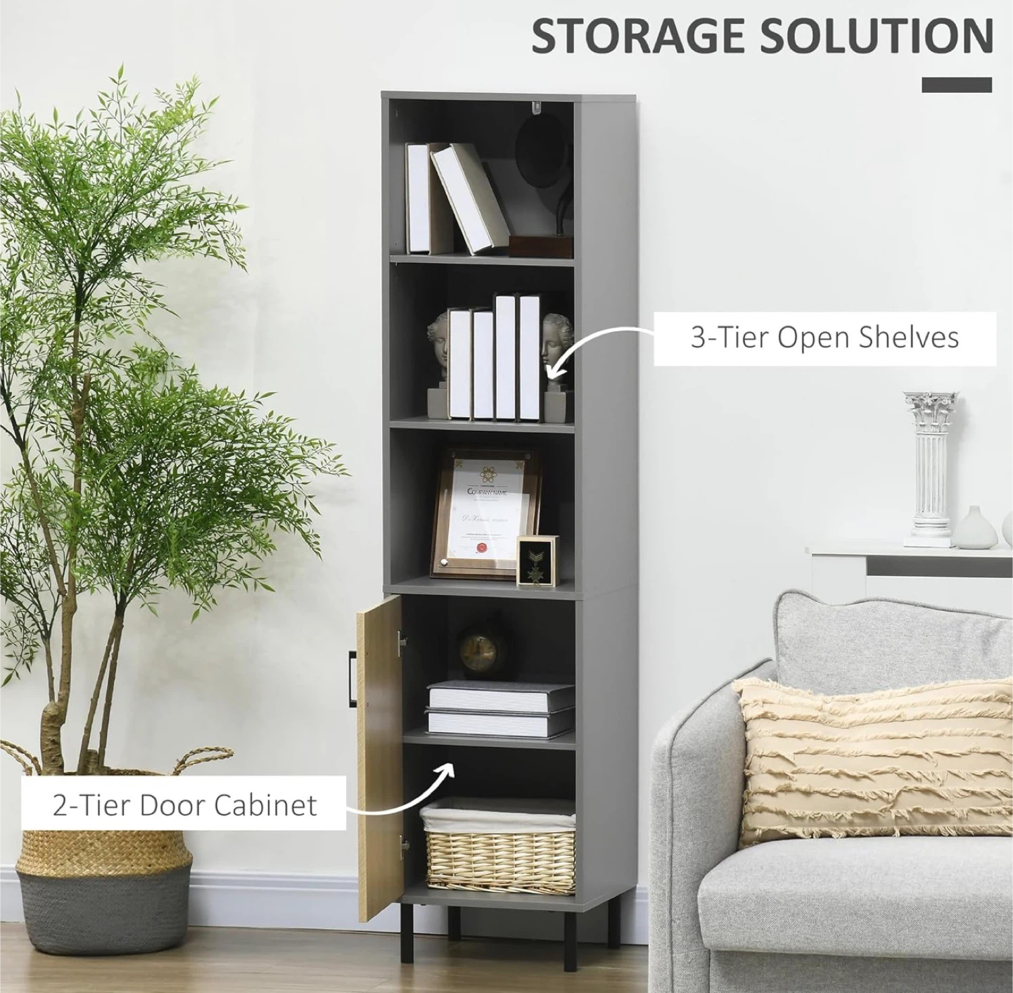 Grey Bathroom Cabinet with Door & Shelves - photo 5