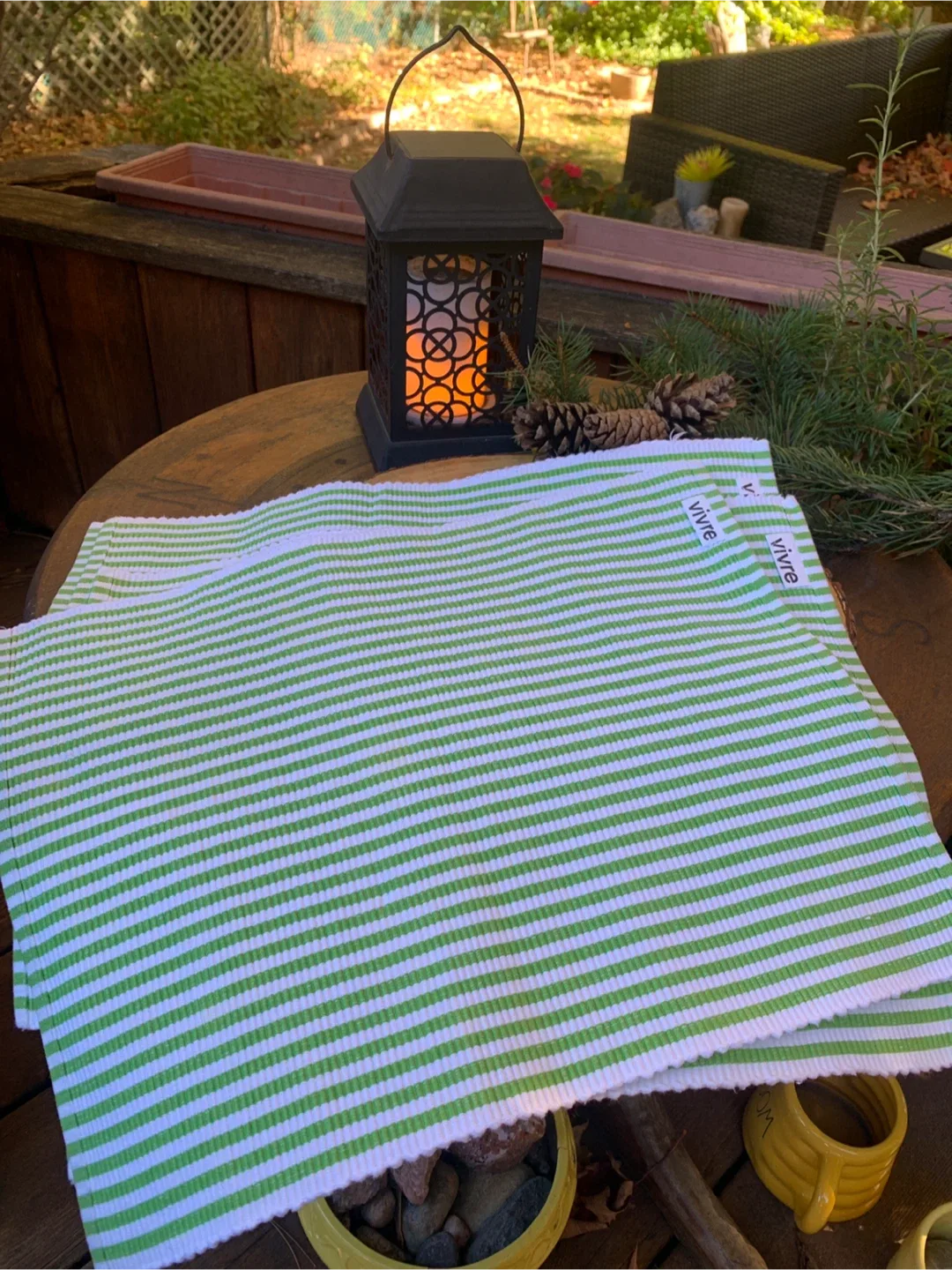 Vivre Green & White Striped Placemats (set of 4) image indicator(2)