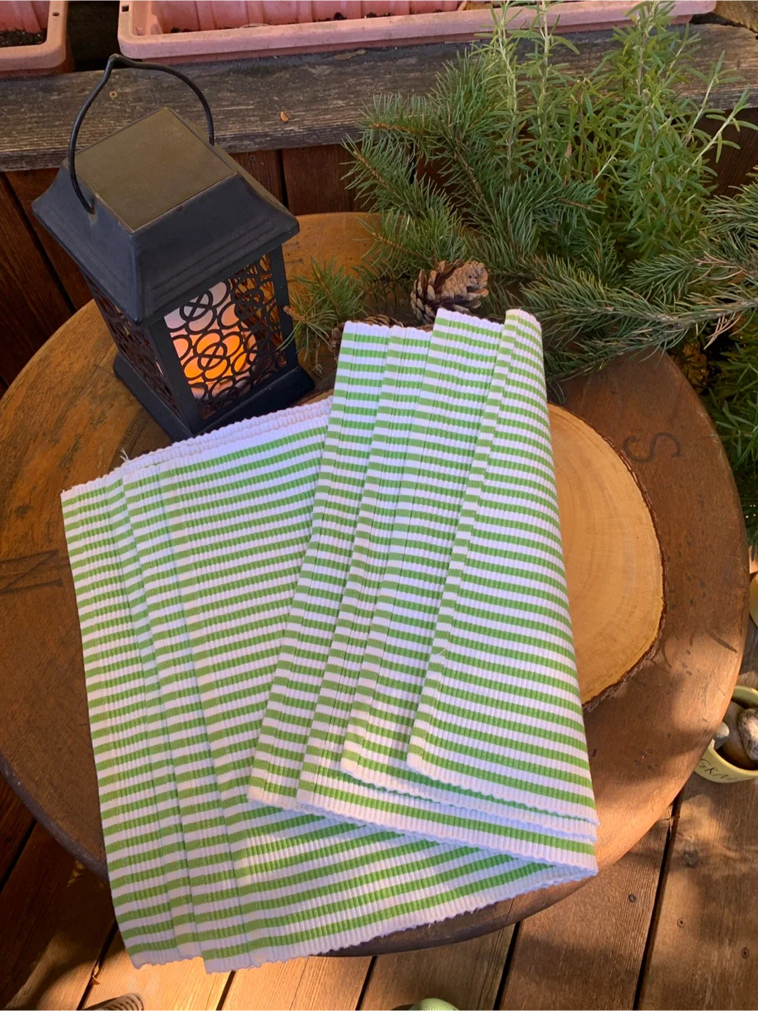 Vivre Green & White Striped Placemats (set of 4) image indicator(8)