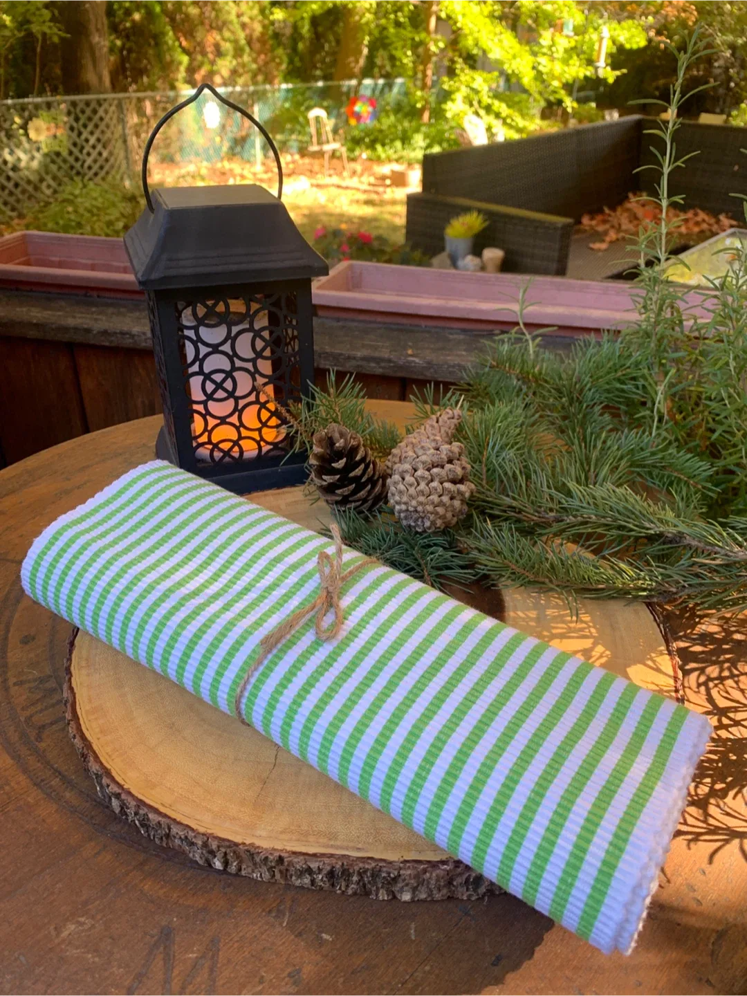 Vivre Green & White Striped Placemats (set of 4) image indicator(10)