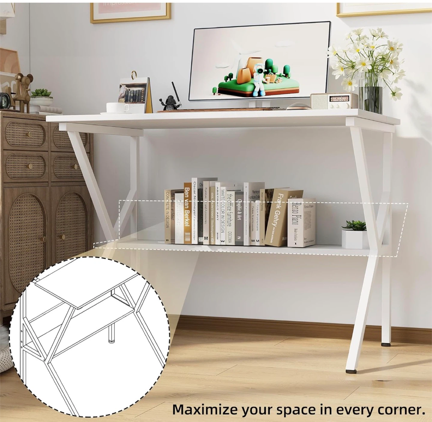 MEXIN 27" White Small Computer Desk - Stylish!