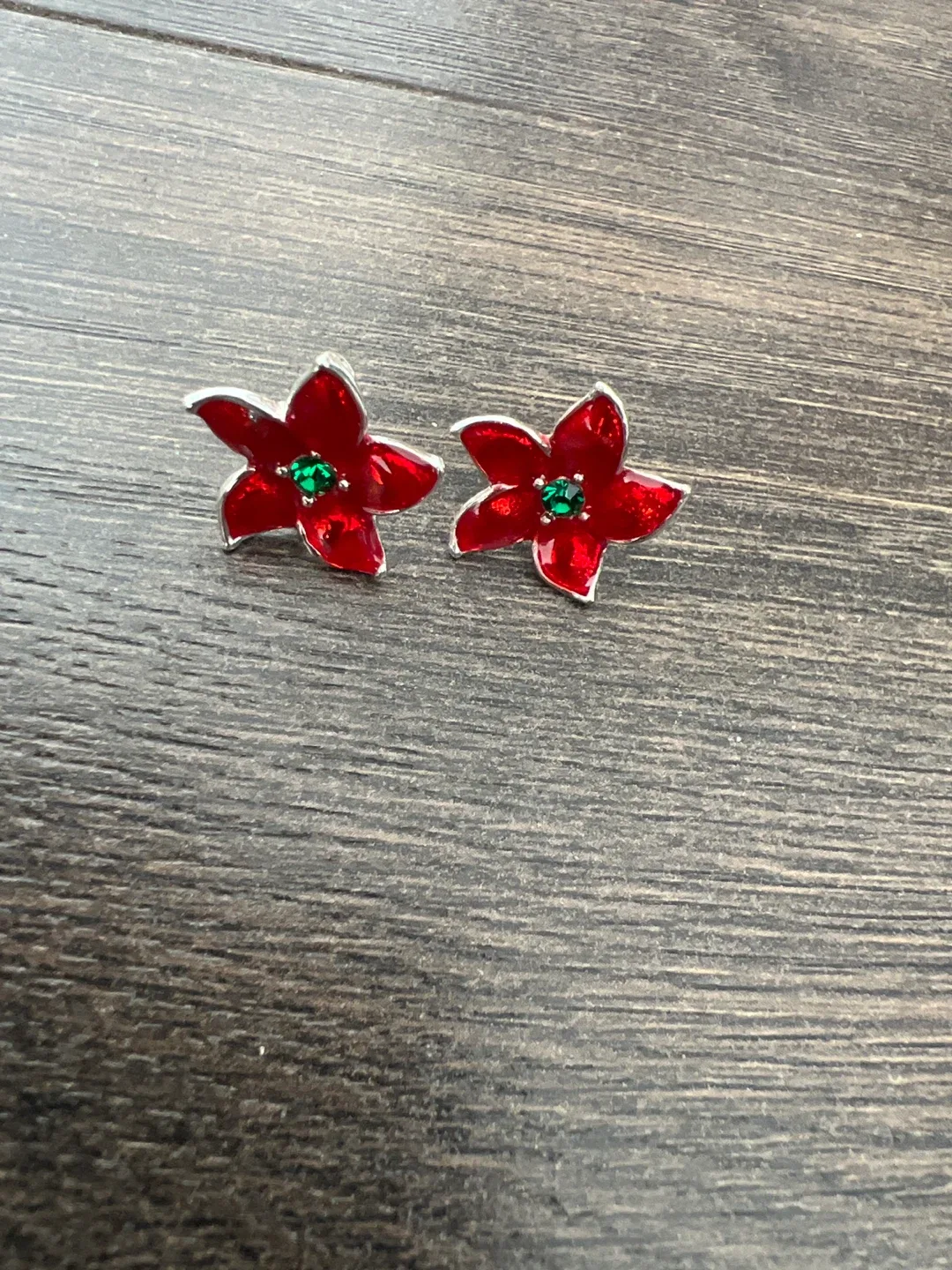 Red Flower Stud Earrings