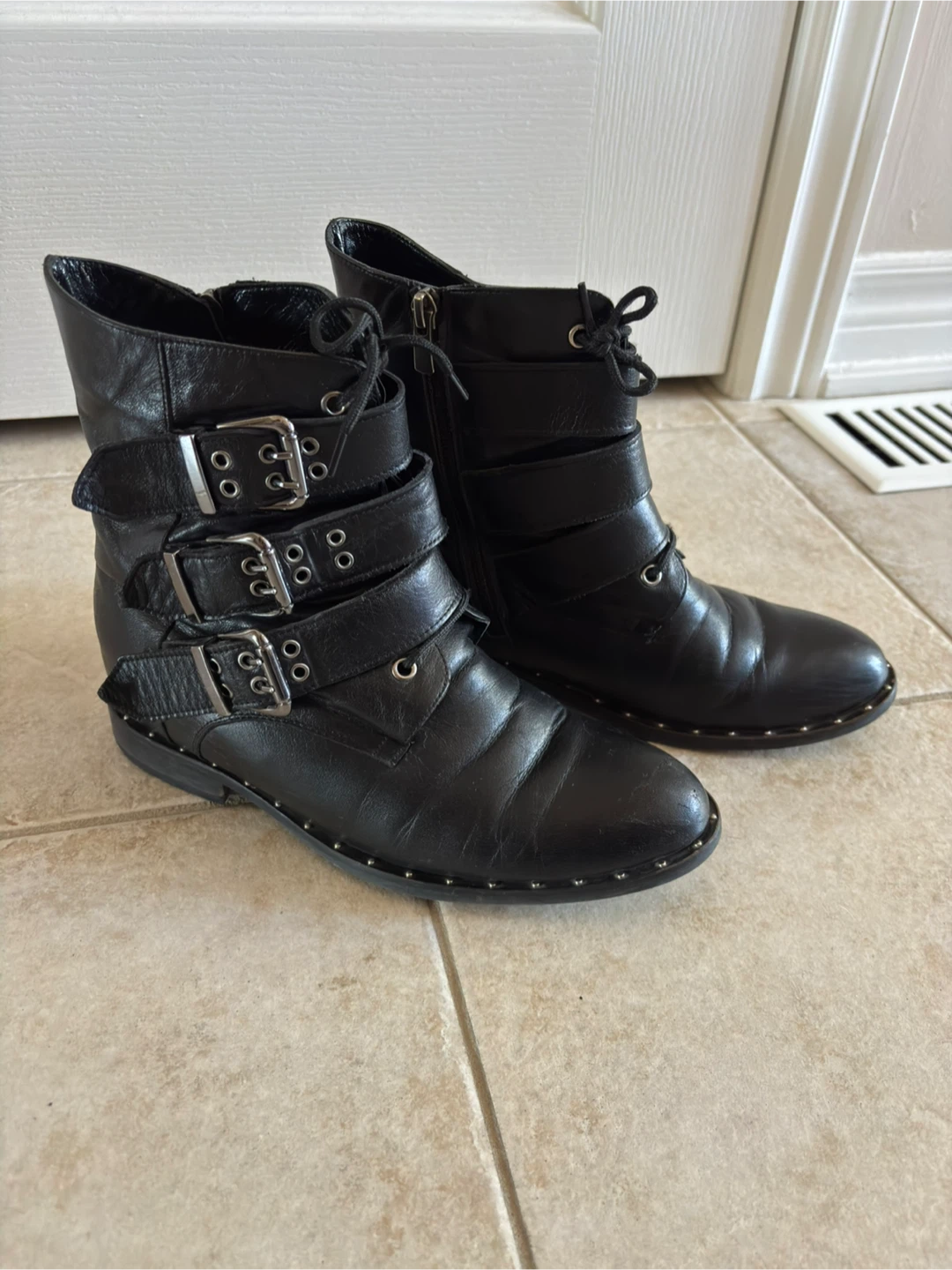 Black Leather Boots - size 39